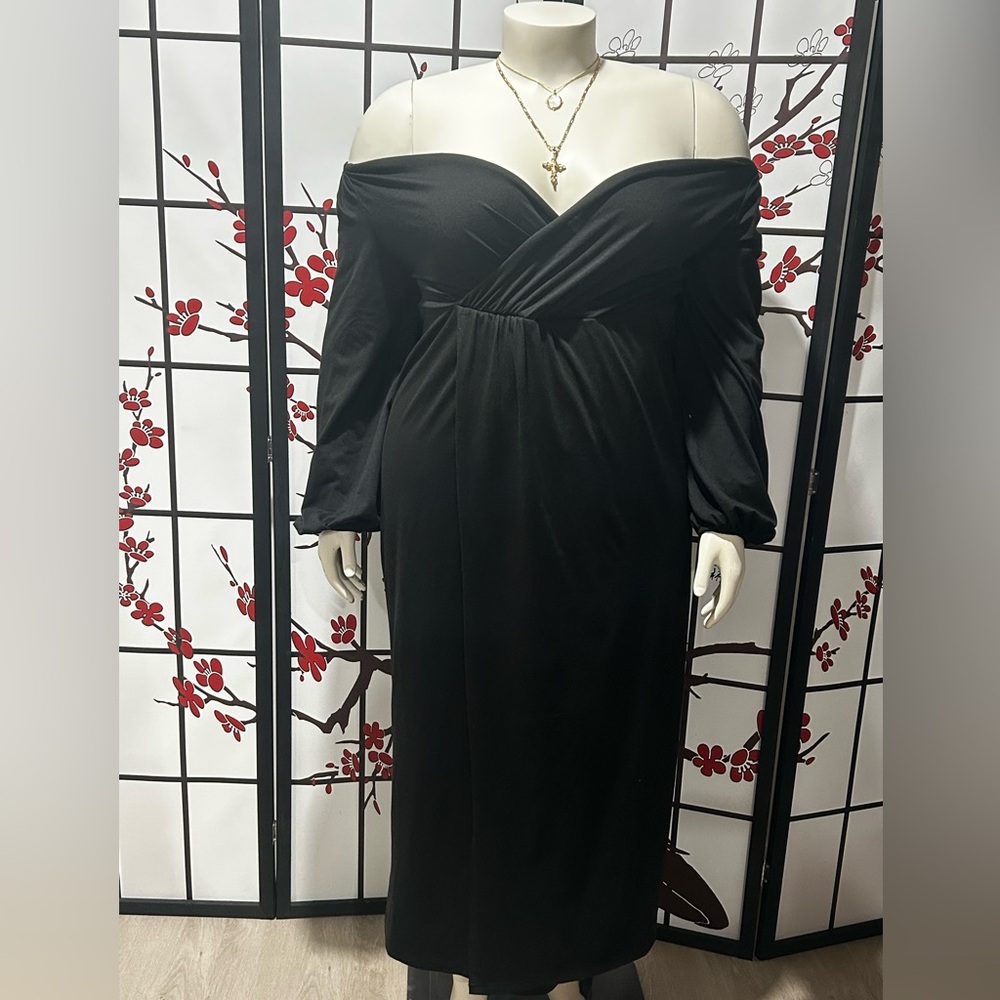 BloomChic Black Long Wrap Maxi Dress